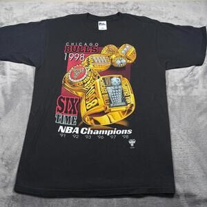 1998 Chicago Bulls  Basketball Six Time Champions T-Shirt Mens